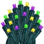 Novelty Lights 50ft 100 LED Yellow, Purple & Green Mardi Gras Lights
