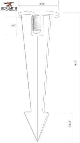 8" Outdoor Light Stake in Black Finish - Support Light Fixture Spikes, Universal Use, Resin Materials, Side Wireway (10 - Large Spike with Brass Wireway)