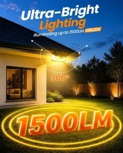 470 LED Clip On Solar Lights Outdoor, Warm White Motion Sensor Lights 1Pack | 1500LM Solar Fence Lights with 300° Wide Angle, 3 Modes, IP65 Waterproof Clip on Solar Security Lights for Fence, Patio, yard