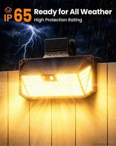 470 LED Clip On Solar Lights Outdoor, Warm White Motion Sensor Lights 2Pack | 1500LM Solar Fence Lights with 300° Wide Angle, 3 Modes, IP65 Waterproof Clip on Solar Security Lights for Fence, Patio, yard