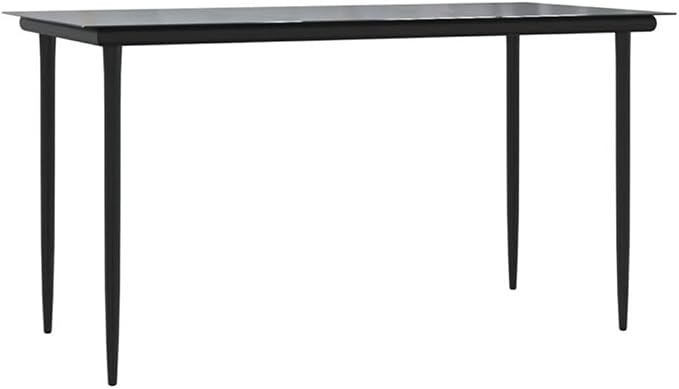 Bowery Hill 5-Piece Steel Patio Dining Set, Black Finish, Glass Table and Poly Rattan Chairs, Durable Outdoor Garden Furniture, Comfortable Seating, Modern Style for Backyard, Balcony, or Family Meals