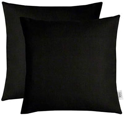 RSH DECOR: Sunbrella Square Throw Pillows Set of 2 | 24" x 24" | Water and Fade-Resistant Performance Fabric | Outdoor Pillow Covers with Down-Alternative Inserts | Made in USA (Canvas Black)