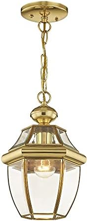 Livex Lighting 2152-02 1-Light Outdoor Hanging Lantern, Polished Brass