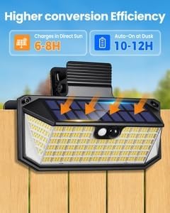 470 LED Clip On Solar Lights Outdoor, Warm White Motion Sensor Lights 2Pack | 1500LM Solar Fence Lights with 300° Wide Angle, 3 Modes, IP65 Waterproof Clip on Solar Security Lights for Fence, Patio, yard