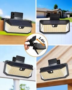 470 LED Clip On Solar Lights Outdoor, Warm White Motion Sensor Lights 1Pack | 1500LM Solar Fence Lights with 300° Wide Angle, 3 Modes, IP65 Waterproof Clip on Solar Security Lights for Fence, Patio, yard