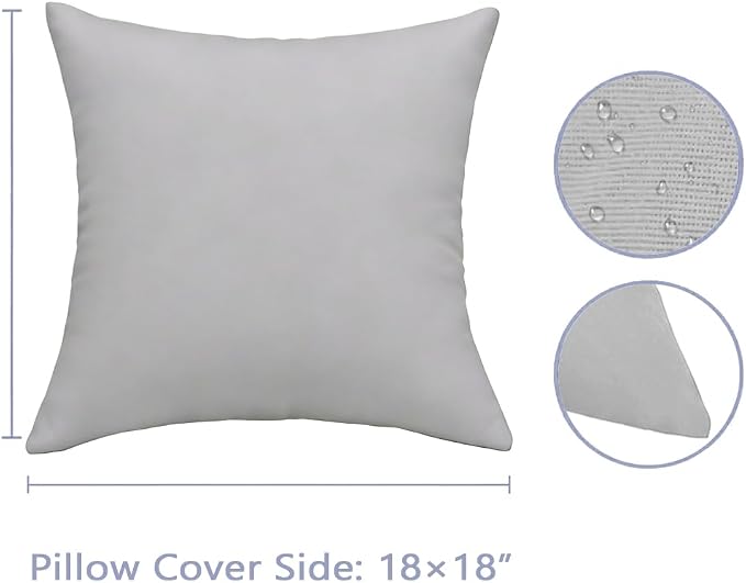 JMGBird UV-Resistant Outdoor Throw Pillows Waterproof Outdoor Pillow Cover | Water-Resistant Outdoor Pillows Set of 2, 18x18 inch Durable Pure Grey Throw Pillows with Inserts
