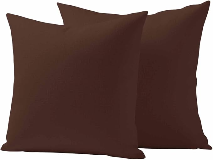 Outdoor Pillow Covers 16 x 16 Inches, Brown Pure Color Waterproof Throw Pillow Cover Set of 2, Aesthetics Contemporary Luxury Decorative Square Cushion Covers for Patio/Couch/Garden