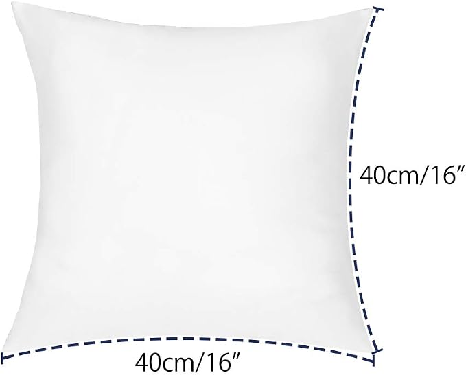 OTOSTAR Outdoor Throw Pillow Inserts - Pack of 2 Water Resistant Cushion Inner Pads for Patio Garden Coffee House Decorative Waterproof Pillow Inserts 16x16 Inch -White
