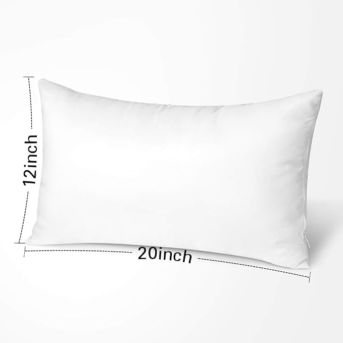 OTOSTAR Outdoor Throw Pillow Inserts - Pack of 2 Water Resistant Cushion Inner Pads for Patio Garden Coffee House Decorative Waterproof Pillow Inserts 12x20 Inch -White