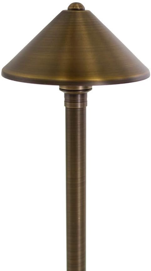 VOLT Conehead 12V Brass Path Light (Bronze) & 3W 2700K G4 LED Bulb | 12-Foot Diameter Illumination, 300 Lumens, Warm White Light, Low Voltage, Ideal for Pathway Walkway Garden Driveway or Patio