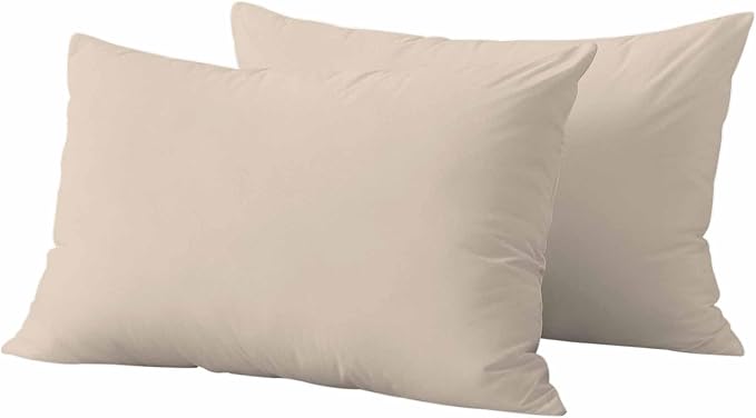 Lumbar Pillow Covers 12 x 20 Inches, Beige Pure Color Waterproof Throw Pillow Cover Set of 2, Aesthetics Contemporary Modern Decorative Rectangle Cushion Covers for Patio/Couch/Garden