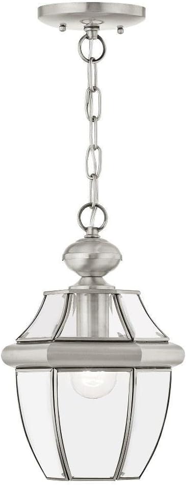 Livex Lighting 2152-91 1-Light Outdoor Hanging Lantern, Brushed Nickel