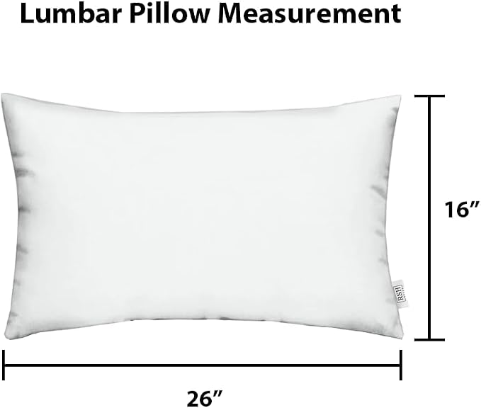 RSH DECOR Sunbrella 26" x 16" Lumbar Throw Pillows Set of 2 | Water and Fade-Resistant Performance Fabric | Outdoor Pillow Covers with Down-Alternative Inserts | Made in USA (Canvas Spa Muted Teal)