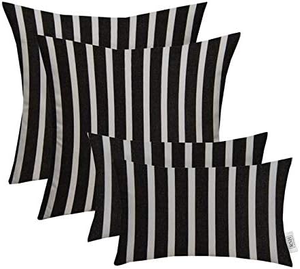 RSH DECOR: Sunbrella Lumbar & Square Pillows Set of 4 | 20" x 12" & 17" x 17" | Water and Fade-Resistant Performance Fabric | Outdoor Throw Pillows for Patio Furniture | Shore Classic