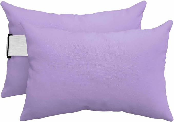 DecorLovee Purple Outdoor Recliner Pillows for Head, Modern Pure Lavender Waterproof Chair Pillow with Elastic Stripe, Farmhouse Chaise Lounge Headrest Pillow for Patio/Beach/Pool 2Pack, 11"x16"