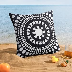 Merrycolor Set of 2 Outdoor Waterproof Throw Pillow Covers Black and White Pillow Covers Floral Decorative Square Pillowcases Farmhouse Boho Outdoor Pillows for Patio Furniture 18x18 Inch