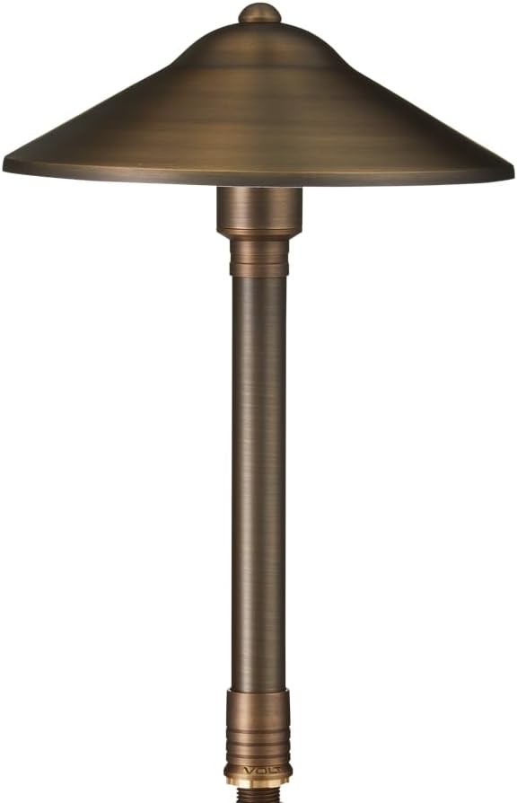 VOLT Max Spread 12V Brass Mini Path Light (15"" Tall, 9"" Shade), Bronze | 8-Foot Diameter Area of Illumination, Lamp Ready, Low Voltage, Ideal for Outdoor Pathway Walkway Garden Driveway or Patio