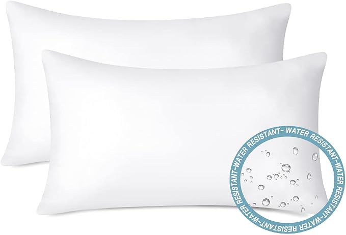 Artscope Outdoor Waterproof Throw Pillows Inserts Set of 2, Premium Fluffy Decorative Square Form Cushion Stuffer Inner Soft for Patio Furniture Garden Bench Tent Couch Balcony, 12x20 Inch