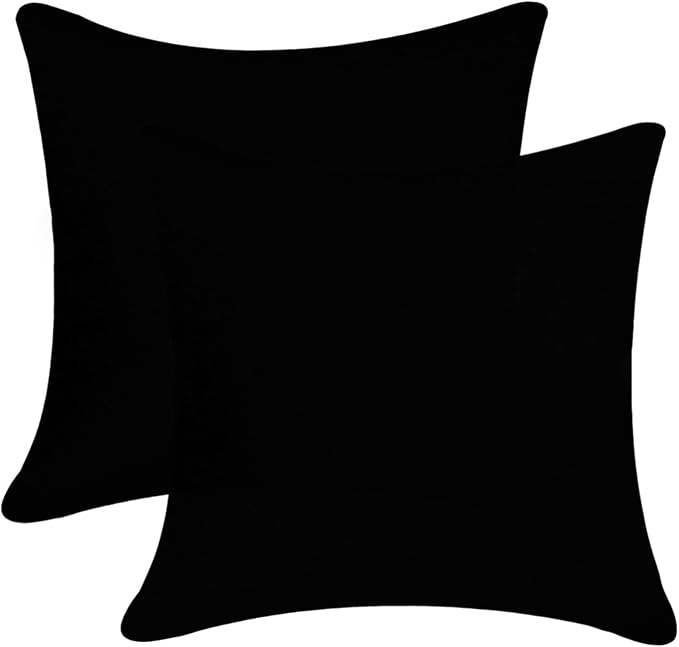 Pack of 2 Outdoor Waterproof Pillow Covers Decorative Throw Pillow Covers Furniture Cushion Cases Spring for Chair Patio Garden Couch Tent Balcony Sofa, Black, 18"x18"
