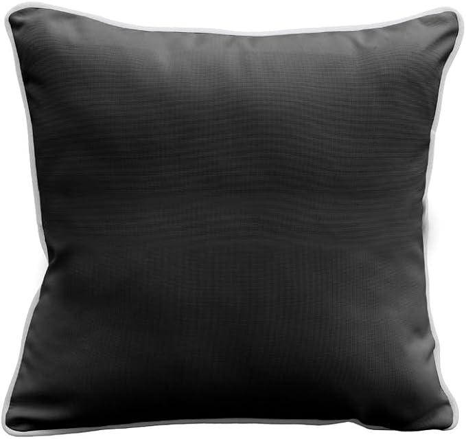 East Green 18 x 18 Square Outdoor Accent Pillow, Set of 2, Black with White Piping