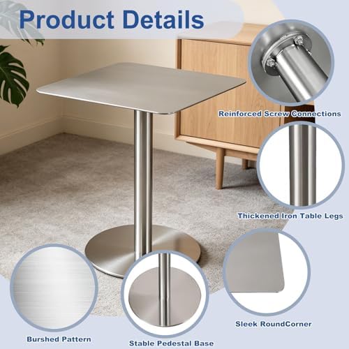 Modern Industrial Small Dining Table, Easy to Clean Bar Table for Outdoor Bistro, Pub, Bubble Tea Shops & Cafes - 50x50x75cm, Perfect for Compact Spaces