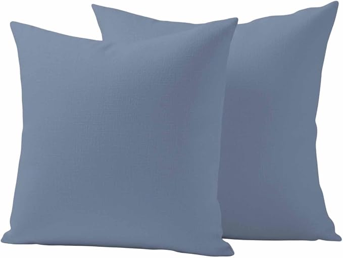 Outdoor Pillow Covers 18 x 18 Inches, Blue Pure Color Waterproof Throw Pillow Cover Set of 2, Aesthetics Contemporary Luxury Decorative Square Cushion Covers for Patio/Couch/Garden