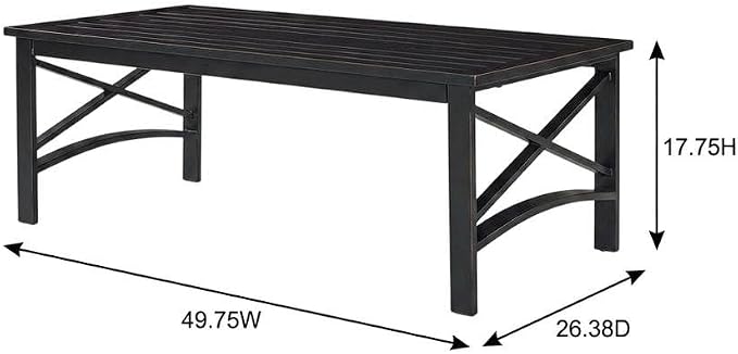 Outdoor Coffee Table Brown with Oil Rubbed Bronze Finish, Modern Design, Sturdy Metal Frame, Suitable for Various Weather Conditions, Ideal for Patio and Garden Spaces