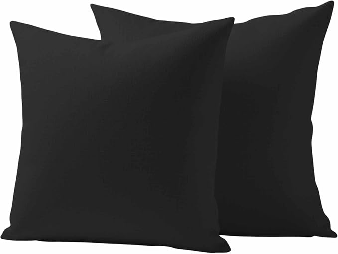 Outdoor Pillow Covers 20 x 20 Inches, Black Pure Color Waterproof Throw Pillow Cover Set of 2, Aesthetics Contemporary Luxury Decorative Square Cushion Covers for Patio/Couch/Garden