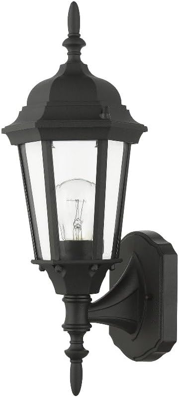 Livex Lighting 7551-14 Outdoor Wall Lantern with Clear Beveled Glass Shades, 16" x 6" x 16", Black