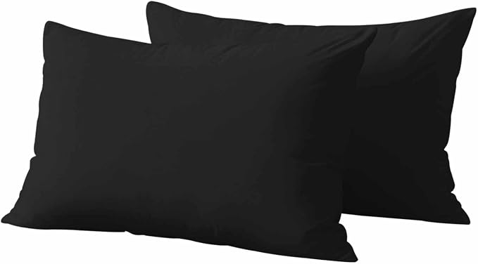 Lumbar Pillow Covers 12 x 20 Inches, Black Pure Color Waterproof Throw Pillow Cover Set of 2, Aesthetics Contemporary Luxury Decorative Rectangle Cushion Covers for Patio/Couch/Garden