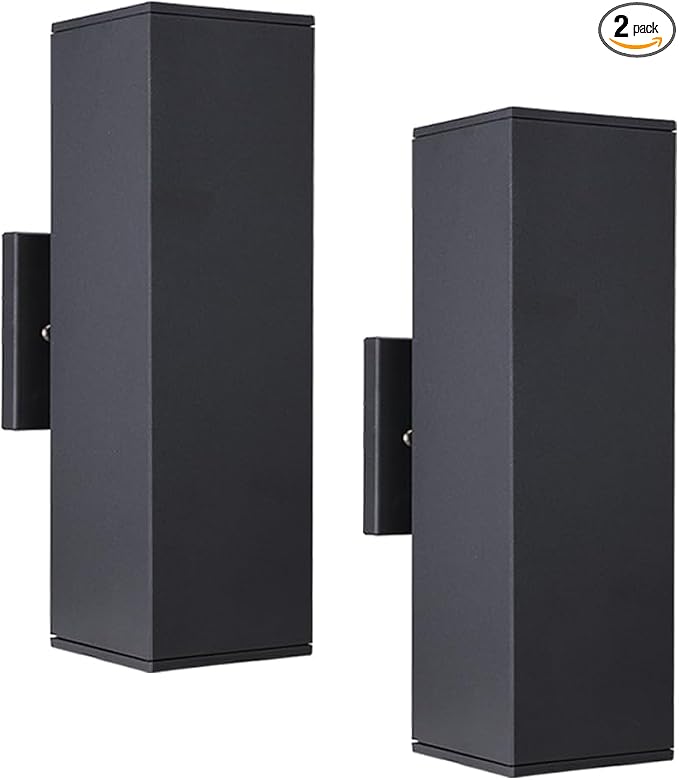 13" Black Square Outdoor Light Fixture,Up and Down Lights Outdoor | E26 Base,ETL listed,Aluminum Modern Outdoor Wall Lights Porch Light Exterior Lighting Fixtures for House Garage Patio Garden