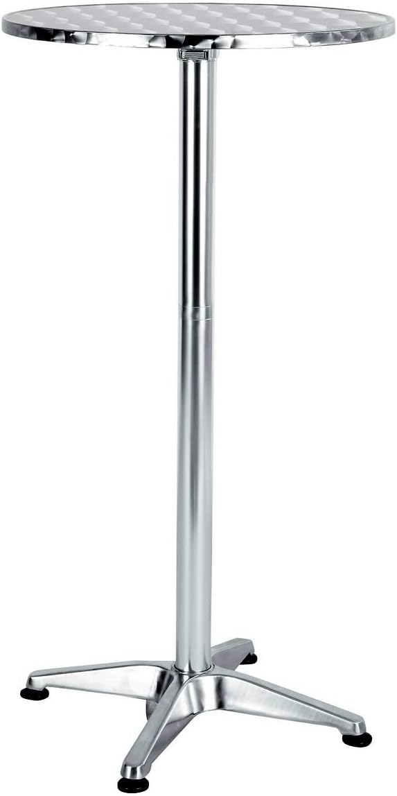 BTEXPERT Set of 10 Commercial 45-Inch Bar Height Round Patio Tables – 23.75" Diameter Aluminum Flip Top Tables with 25.75" Base – Indoor Outdoor Stainless Steel Silver Restaurant Furniture
