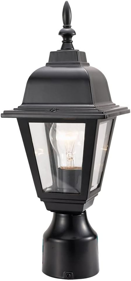 Design House Maple Street Outdoor Post Light with Clear Glass, Wet Rated for Driveway, Patio, and Garden, 507509 | Post Mount, Traditional, Aluminum, Lighting, 507509