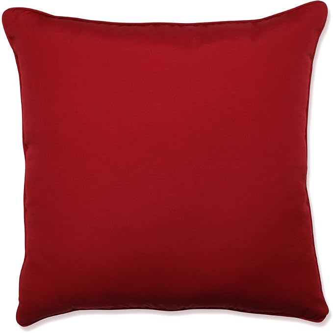 Pillow Perfect Pompeii Solid Indoor/Outdoor Floor Pillow Plush Fill, Weather and Fade Resistant, Floor - 25" x 25", Red,