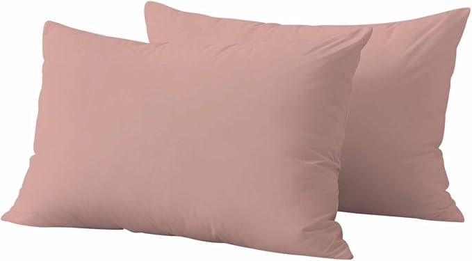 Lumbar Pillow Covers 12 x 20 Inches, Pink Pure Color Waterproof Throw Pillow Cover Set of 2, Aesthetics Contemporary Luxury Decorative Rectangle Cushion Covers for Patio/Couch/Garden
