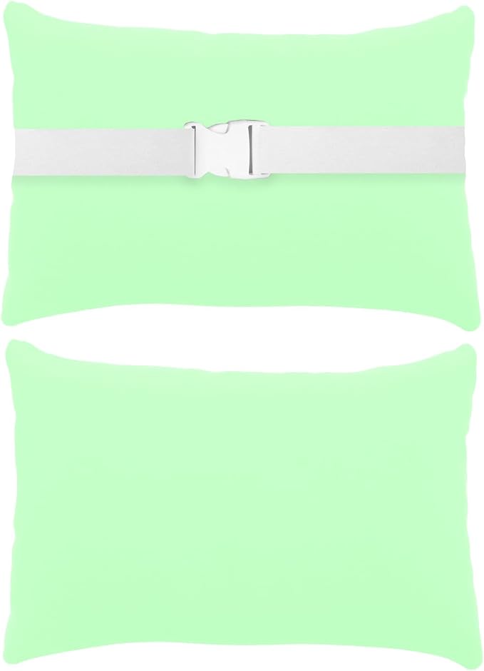Chaise Lounge Head Resting Pillows, Waterproof Outdoor Pillows | 2 Pack Head Support Pillow with Adjustable Elastic Stripe for Garden Furniture Decorative, Green