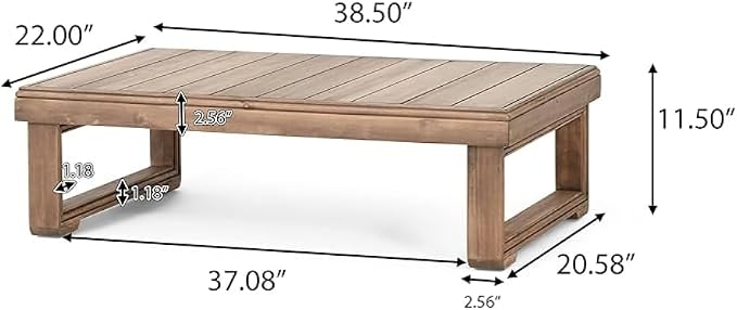 Outdoor Coffee Table with Slat Design and Sled Base, Brown