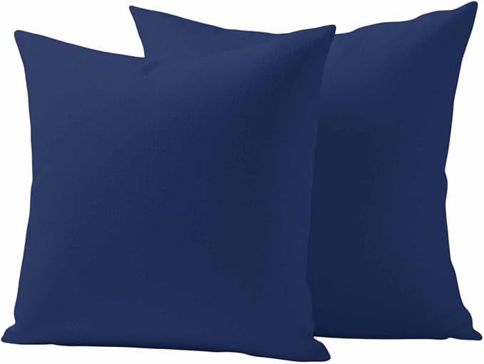Outdoor Pillow Covers 24 x 24 Inches, Navy Blue Pure Color Waterproof Throw Pillow Cover Set of 2, Aesthetics Contemporary Luxury Decorative Square Cushion Covers for Patio/Couch/Garden