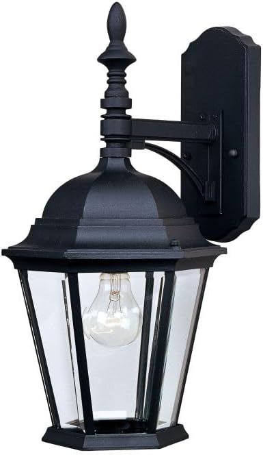 Maxim Lighting Westlake 1-Light Outdoor Wall Lantern | Black Finish | Clear Glass Shade | Mediterranean Outdoor Wall Lantern for Front Doors and Entryways | Wet-Location Rated | 1004BK