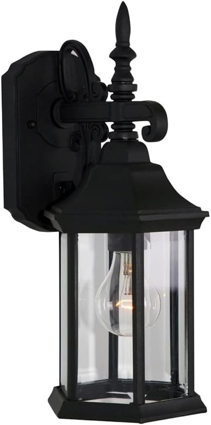 DESIGNERS FOUNTAIN Devonshire Outdoor Light Fixture, 14 Inch Exterior Wall Lantern Sconce for Front Door, Patio and Porch, Black, 2961-BK (Pack of 6)