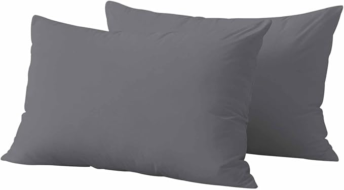 Lumbar Pillow Covers 12 x 20 Inches, Grey Pure Color Waterproof Throw Pillow Cover Set of 2, Aesthetics Contemporary Luxury Decorative Rectangle Cushion Covers for Patio/Couch/Garden