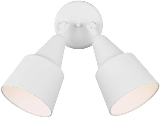 Generation Lighting 2-Light 12.5-Inch Adjustable Flood Light in White | Wet-Rated Aluminum Fixture with Matching Shade, an Outdoor Lamp and Exterior Lighting Fixture for Home Security or Backyard