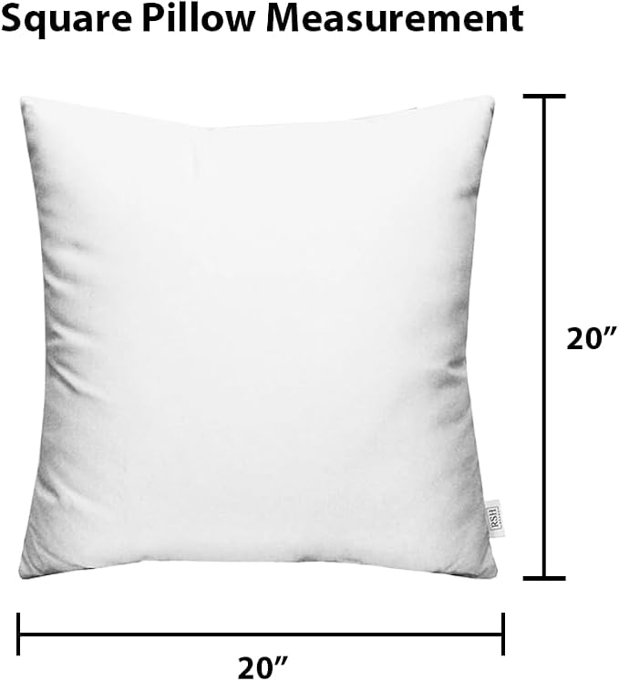 RSH DECOR: Sunbrella Square Throw Pillows Set of 4 | 20" x 20" | Water and Fade-Resistant Performance Fabric | Outdoor Pillow Covers with Down-Alternative Inserts | Shore Classic