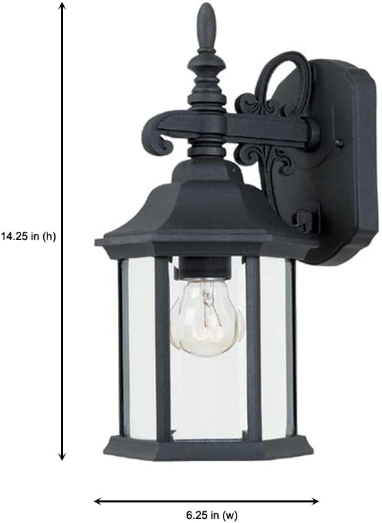 DESIGNERS FOUNTAIN Devonshire Outdoor Light Fixture, 14 Inch Exterior Wall Lantern Sconce for Front Door, Patio and Porch, Black, 2961-BK (Pack of 6)