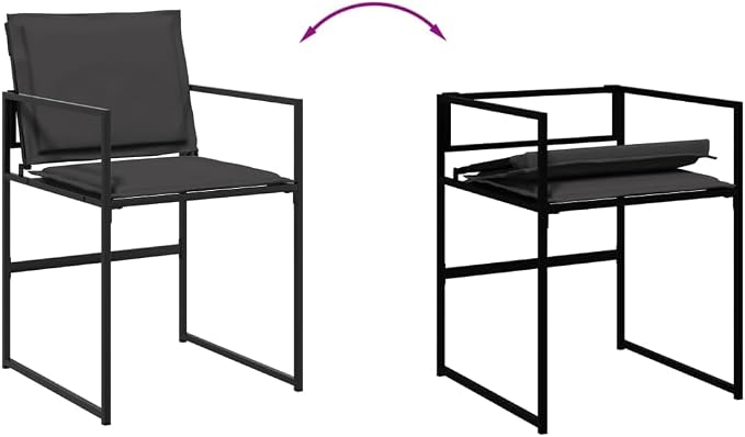 17 Piece Patio Dining Set with Cushions Black Textilene Outdoor Furniture for 8 People Garden Table and 16 Folding Chairs Tempered Glass Top UV Resistant