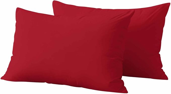Red Outdoor Pillow Covers 20"x12" Set of 2, Solid Color Waterproof Throw Pillow Covers for Patio Furniture, Decorative Cushion Covers for Porch