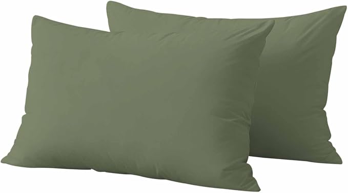 Lumbar Pillow Covers 12 x 20 Inches, Green Solid Color Waterproof Throw Pillow Cover Set of 2, Aesthetics Contemporary Luxury Decorative Rectangle Cushion Covers for Patio/Couch/Garden