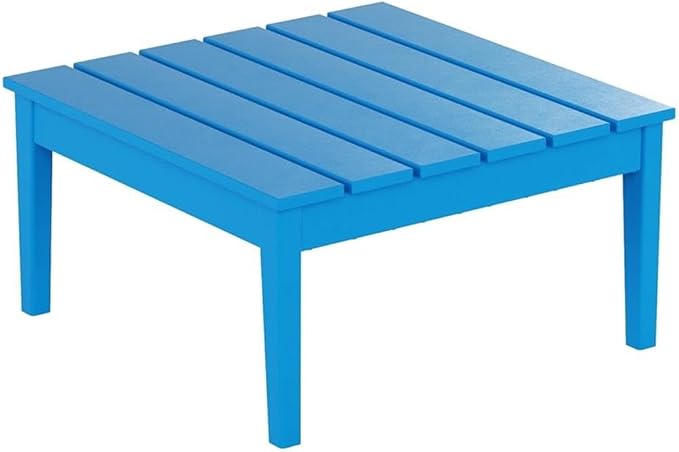 Costaelm Outdoor Side Tables for Patio, Small Patio Conversation Table Weather Resistant Coffee Table, Small Square Table Outdoor End Tables for Porch, Balcony, Poolside, Deck, Pacific Blue