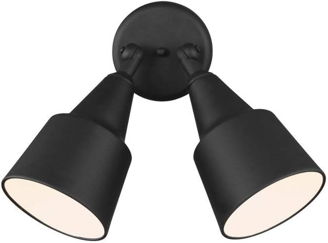 Generation Lighting 2-Light 12.5-Inch Adjustable Flood Light in Black | Wet-Rated Aluminum Fixture with Matching Shade, an Exterior Lighting Fixture and Outdoor Lamp for Home Security or Driveway
