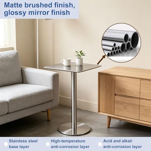 Modern Industrial Small Dining Table, Easy to Clean Bar Table for Outdoor Bistro, Pub, Bubble Tea Shops & Cafes - 50x50x75cm, Perfect for Compact Spaces